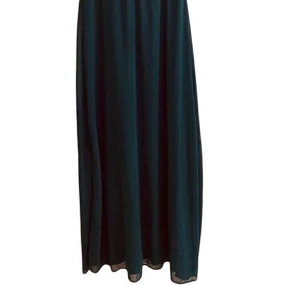 NWT Lulus Chiffon Sleeveless Highneck Key Hole Back Side Slit Maxi Dress M Green - Picture 4 of 16